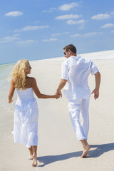 Man Woman Couple Holding Hands Running Beach
