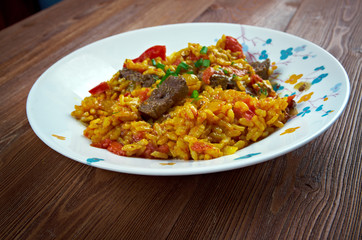 East Indian Biryani Rice Dish with Meat