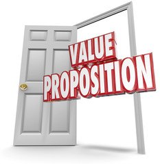 Value Proposition 3d Red Words Open Door Sell Customers
