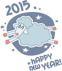 sheep flies on a starry sky in the new year