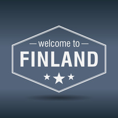 welcome to Finland hexagonal white vintage label