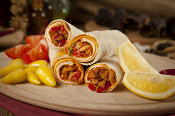 Meat beef tantuni is a kind of traditional turkish kebap