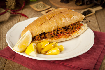 Meat beef tantuni is a kind of traditional turkish kebap