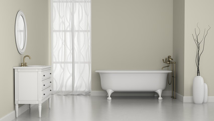 Naklejka na ściany i meble Interior of classic bathroom with white walls