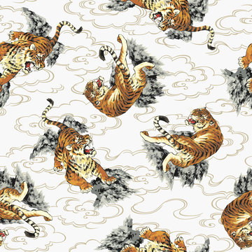 日本画調．虎のパターン