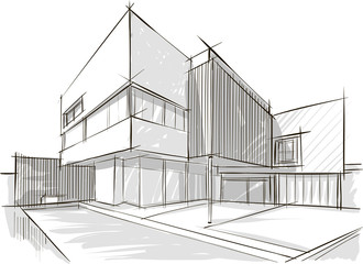 Fototapeta Architecture sketch of building obraz