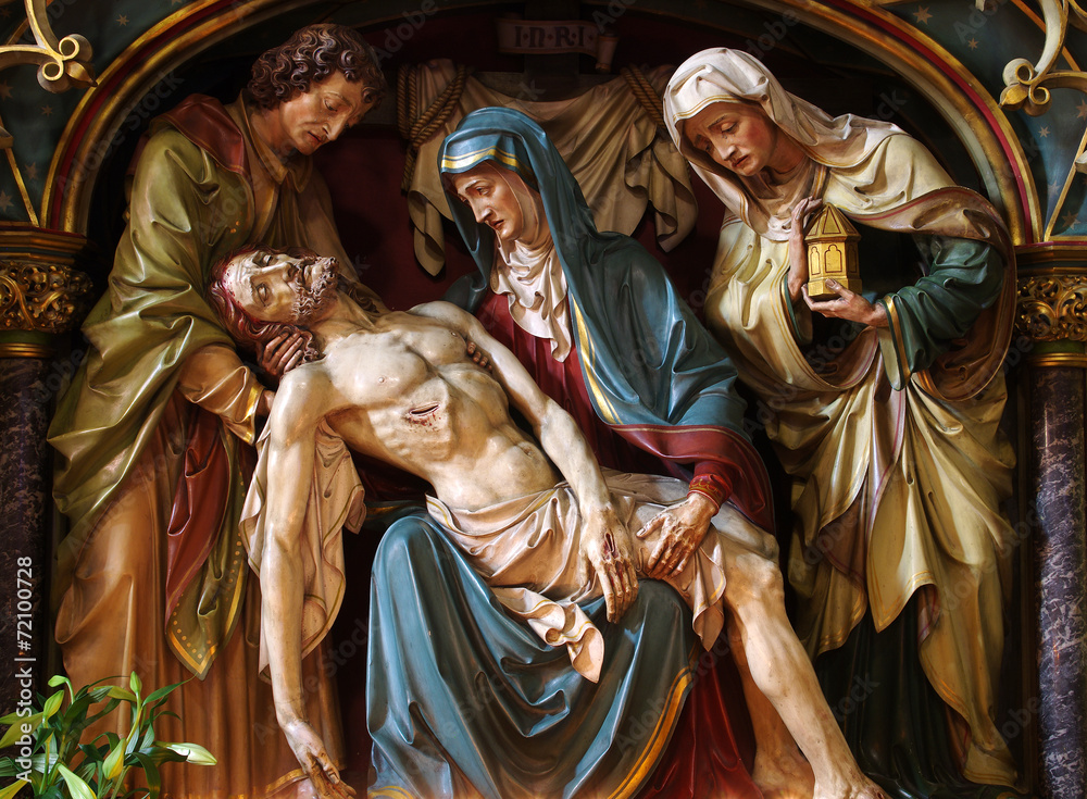 Poster virgin mary cradling the dead body of jesus,