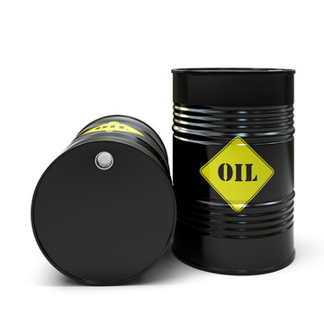 Black oil barrel isolated on white background