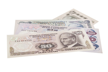 mixed liras banknotes old turkish lira around 1970s