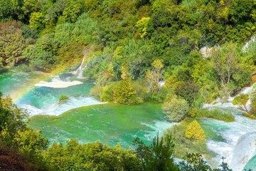 Naklejka na ściany i meble Waterfalls on Krka River. National Park, Dalmatia, Croatia