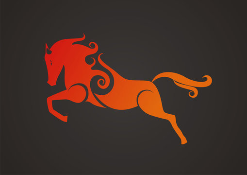jumping horse logo vector abstract illustration