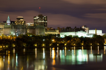 Fototapeta na wymiar Part of the Ottawa Skyline at Night