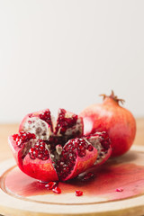 Open pomegranate showing seeds