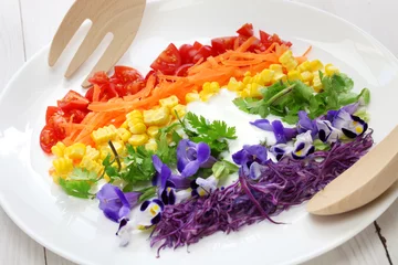 Crédence de cuisine en verre imprimé Plats de repas rainbow super salad