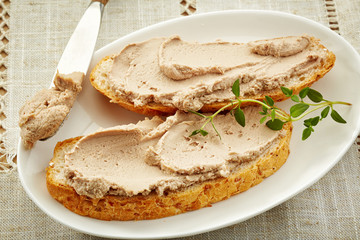 bread slices with liver pate