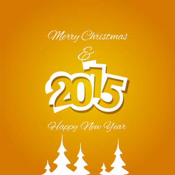 Christmas and White Year 2015 orange background vector