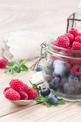 glass bowl of fresh  berries