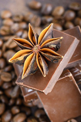Macro shot to anise with chocolate