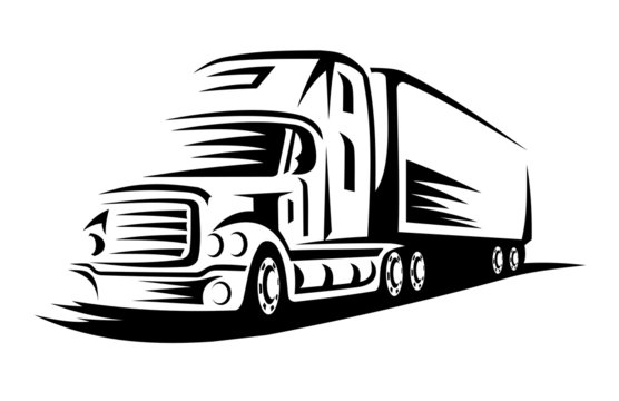 black and white semi truck on the road