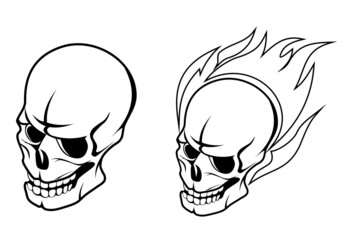 Skull with fire flame