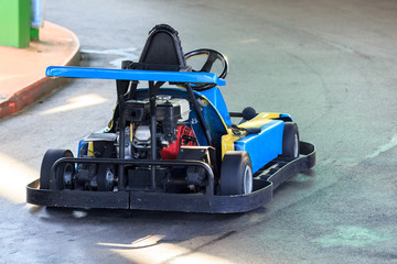 View on the engine of an old racing go kart