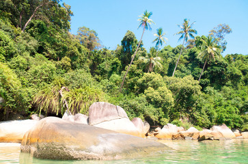 Blue Seascape Lagoon Boulders