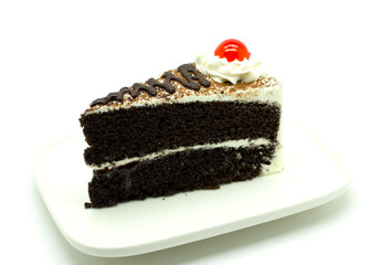 chocolate cake slice on plate