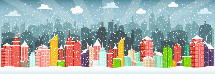 City in winter (Christmas)