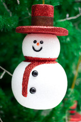 Snowman on christmas tree