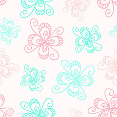 Calm floral seamless pattern in pastel colors