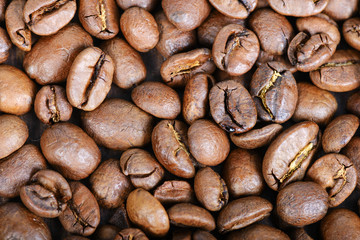 Roasted coffee beans, can be used as a background