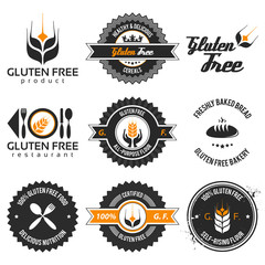 gluten free label set with modern, vintage elements - 72111305