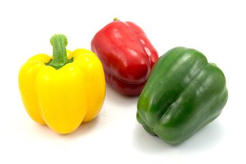 Colored Fresh Sweet Pepper on White Background.