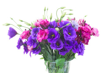 Naklejka na ściany i meble bouquet of purple and mauve eustoma flowers