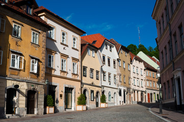 Fototapeta na wymiar Houses in the old city center of Ljubljana, Slovenia