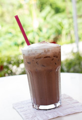 Ice chocolate on a table