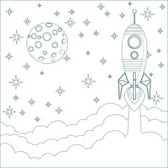 Rocket , moon in sky with space for text © alekseiveprev