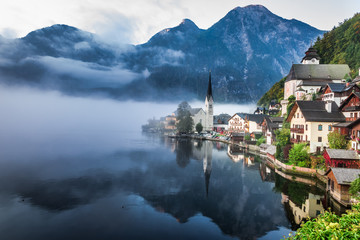 Foggy Hallstatt in autumn
