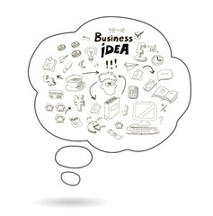 Doodle speech bubble icon with business idea infographics