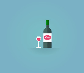 Bottle of wine with wineglass