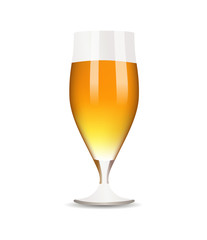 Glass with beer on white background