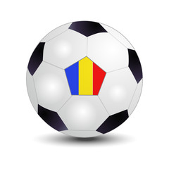 Flag of Romania on soccer ball