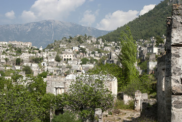 Fototapeta na wymiar Ghost town of Kayakoy in Fethiye(Turkey)
