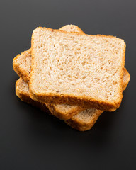 Heap of toasted bread slices