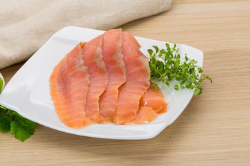 Sliced salmon