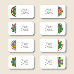 collection of ornamental floral business cards, oriental pattern