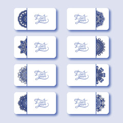 collection of ornamental floral business cards, oriental pattern