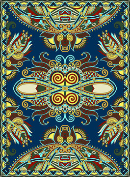 Ukrainian Oriental Floral Ornamental Carpet Design
