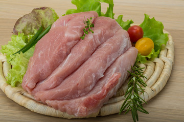 Raw pork schnitzel
