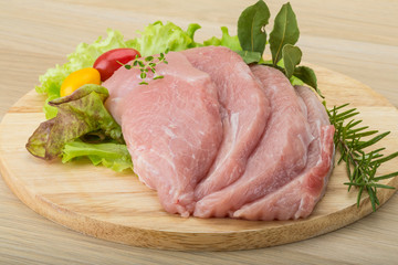 Raw pork schnitzel